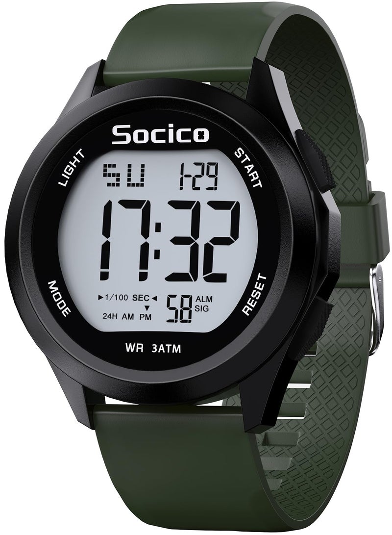 SOCICO Mens Digital Watch Sports Waterproof Outdoor Large Face Military Watches with Stopwatch Back Light Alarm Date Display - Image 1