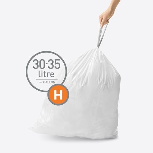 simplehuman Code H 200 Count, Dispenser Pack Custom Fit Liners, Drawstring Trash Bags, 30-35 Liter / 8-9 Gallon, White - Image 3