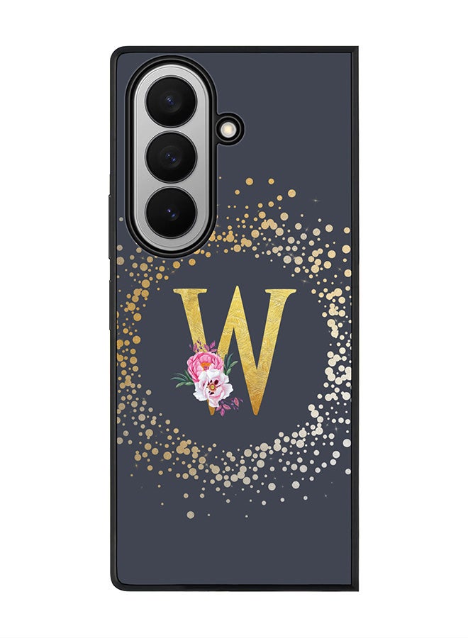Stylizedd For Samsung Galaxy Z Fold7 Case,Slim fit Camera Protection, Shockproof Thin Phone cover  - Custom Monogram Floral - W  (Grey )