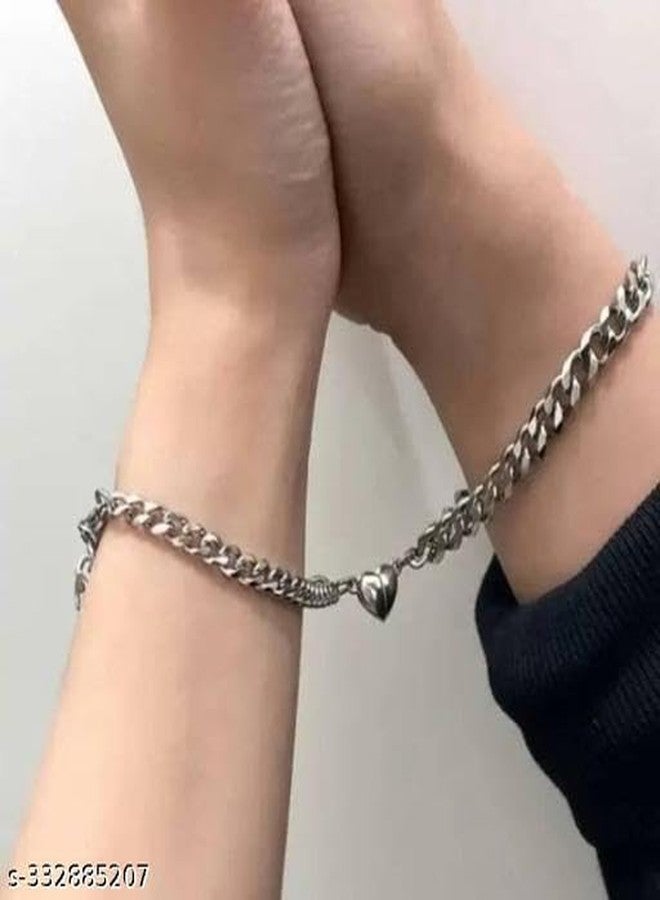 BEAUTIVIA Couple Bracelet Heart Magnetic Bracelet With Hug Ring for Couple Friends Men Women Unisex - Image 4