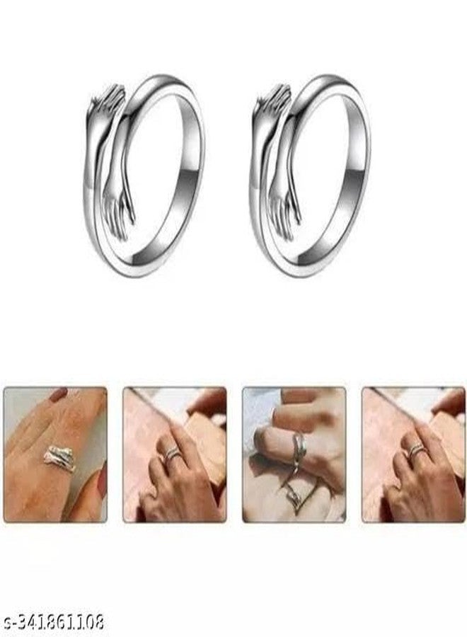 BEAUTIVIA Couple Bracelet Heart Magnetic Bracelet With Hug Ring for Couple Friends Men Women Unisex - Image 2