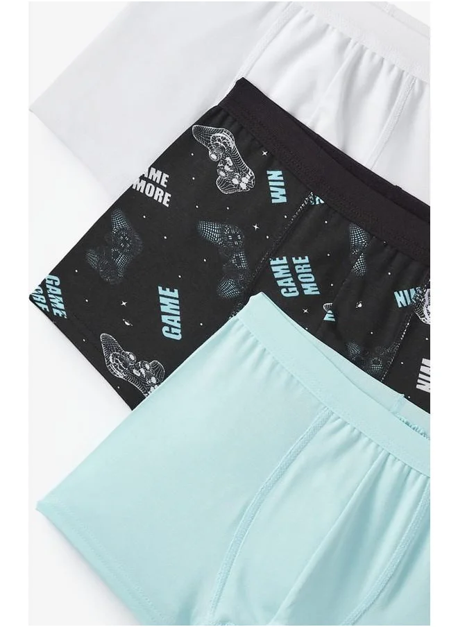 JUNE June Boy Game Patterned 3-Pack Boxer Black - Turquoise - White