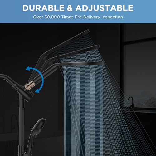 MakeFit Dual Handheld Shower Head Combo, 2-in-1 Rain Shower Heads System 8 Inch Rainfall Shower Head and 10 Modes High Pressure Hand Held Showerhead with Built-in Power Wash - Image 2
