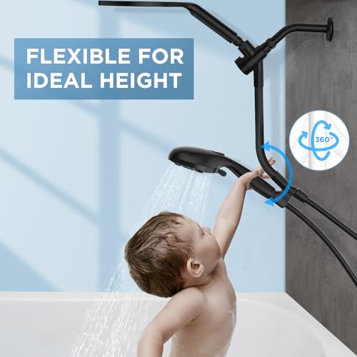 MakeFit Dual Handheld Shower Head Combo, 2-in-1 Rain Shower Heads System 8 Inch Rainfall Shower Head and 10 Modes High Pressure Hand Held Showerhead with Built-in Power Wash - Image 4