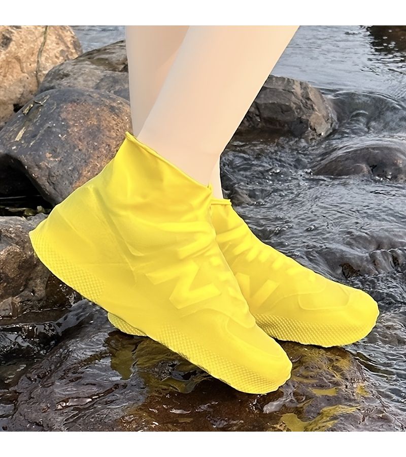 Size L Yellow 8 Pair Reusable Slip Resistant Shoe Covers For Rainy Day Hikes Commutes And Dog Walks - Image 3