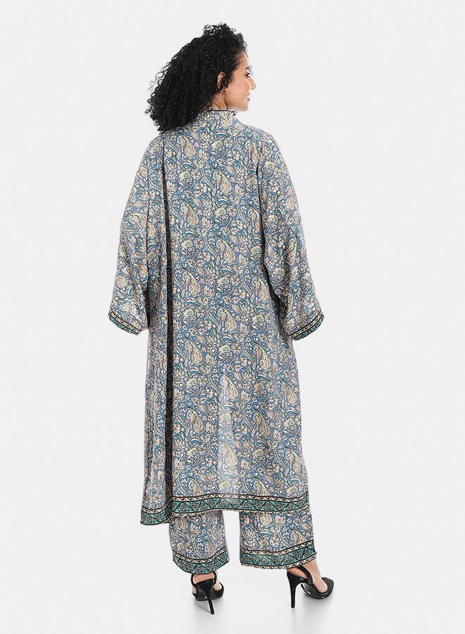 Red Circle Kimono Floral Pants Suit Women - Image 3