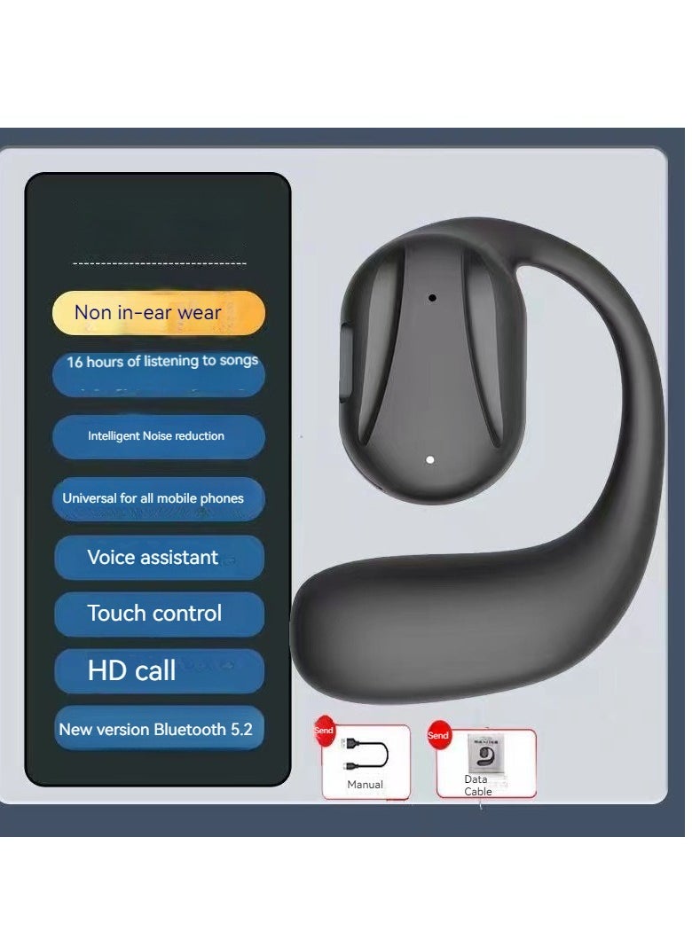 Generic New Style Ear-hook Air Conduction Wireless Bluetooth Headset Without Earphones (Black)  - Image 2