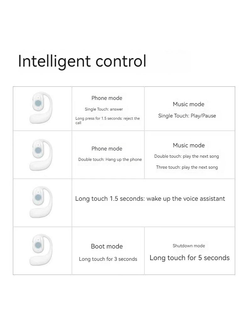Generic New Style Ear-hook Air Conduction Wireless Bluetooth Headset Without Earphones (Black)  - Image 5