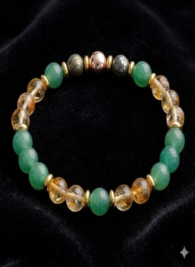 Sukhad Green Crystal Beaded Bracelet for Women | Stretchable Elastic Bracelet | Multicolor Stone Beads with Gold Spacers | Stylish Fashion Jewelry for Girls & Daily Wear - Image 2
