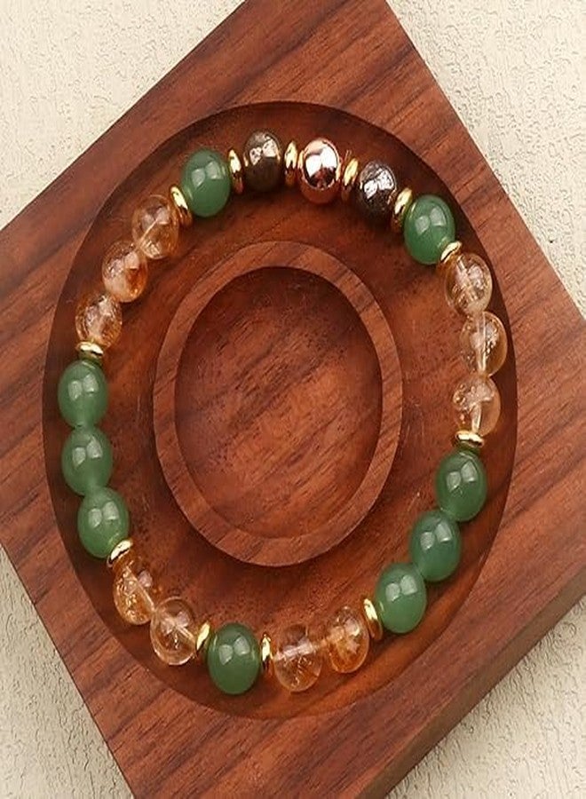 Sukhad Green Crystal Beaded Bracelet for Women | Stretchable Elastic Bracelet | Multicolor Stone Beads with Gold Spacers | Stylish Fashion Jewelry for Girls & Daily Wear - Image 5