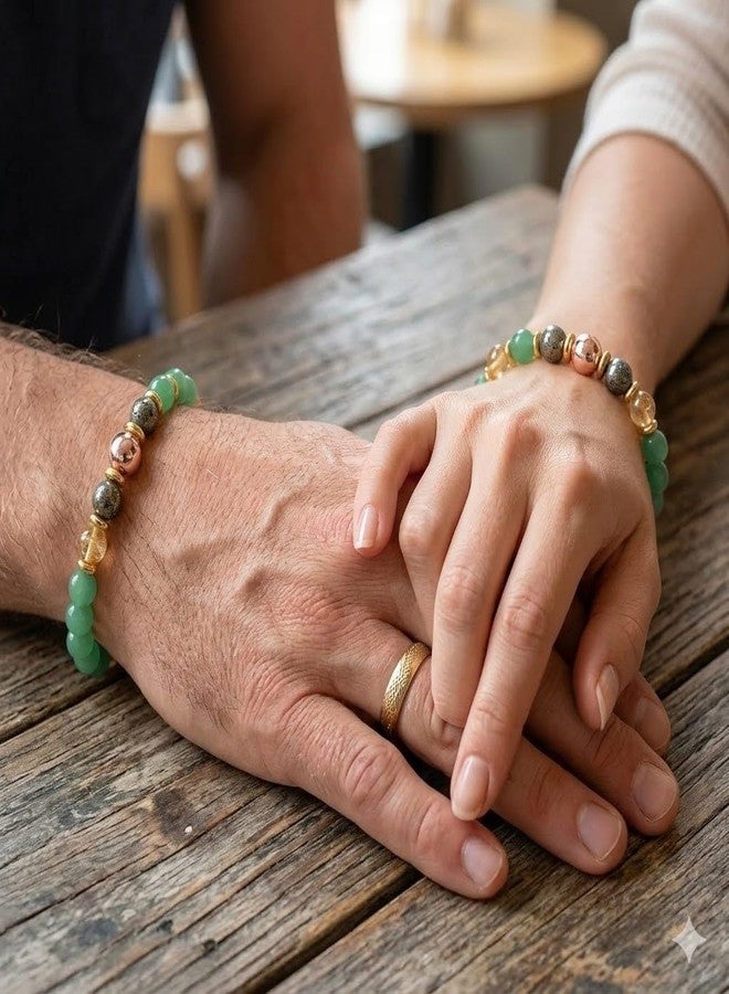 Sukhad Green Crystal Beaded Bracelet for Women | Stretchable Elastic Bracelet | Multicolor Stone Beads with Gold Spacers | Stylish Fashion Jewelry for Girls & Daily Wear - Image 4