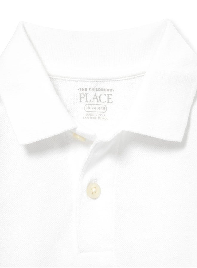 The Children's Place Baby Boys and Toddler Boys Long Sleeve Pique Polo, White, 3T - Image 2