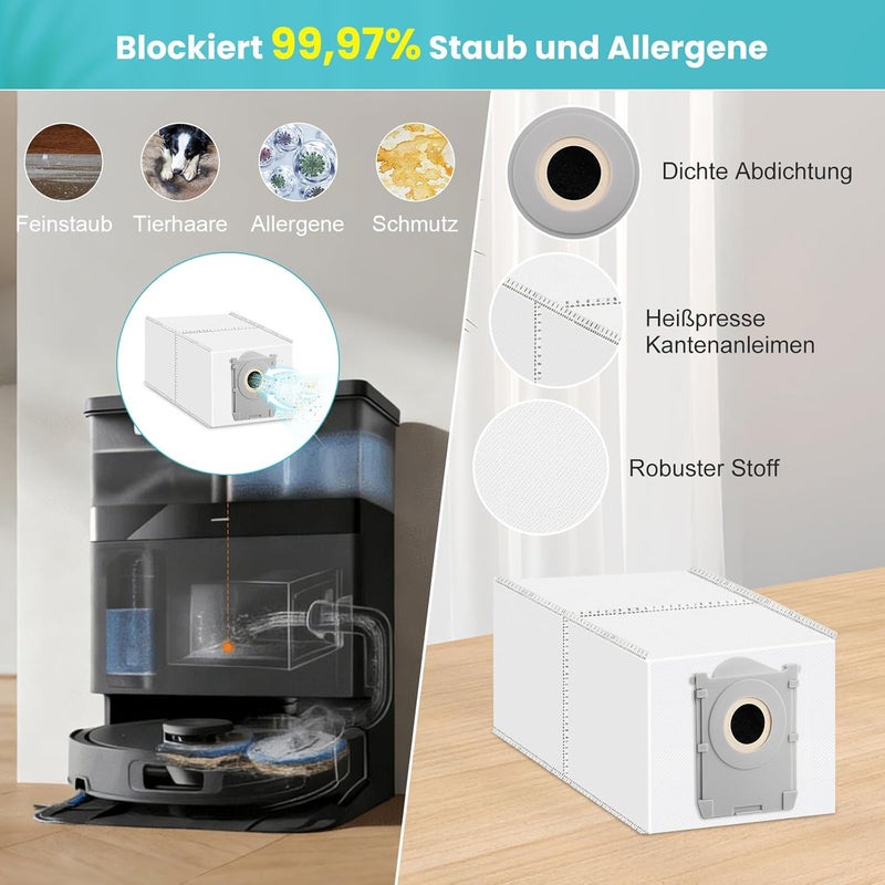 22 قطعة من الملحقات لمكنسة Ecovacs Deebot T30C Omni / T30C Omni Gen2 / T30C الروبوتية، فرشاة رئيسية واحدة، 6 أكياس غبار، 6 قطع قماش مسح، 4 مرشحات، 4 فرش جانبية، فرشاة تنظيف - Image 4