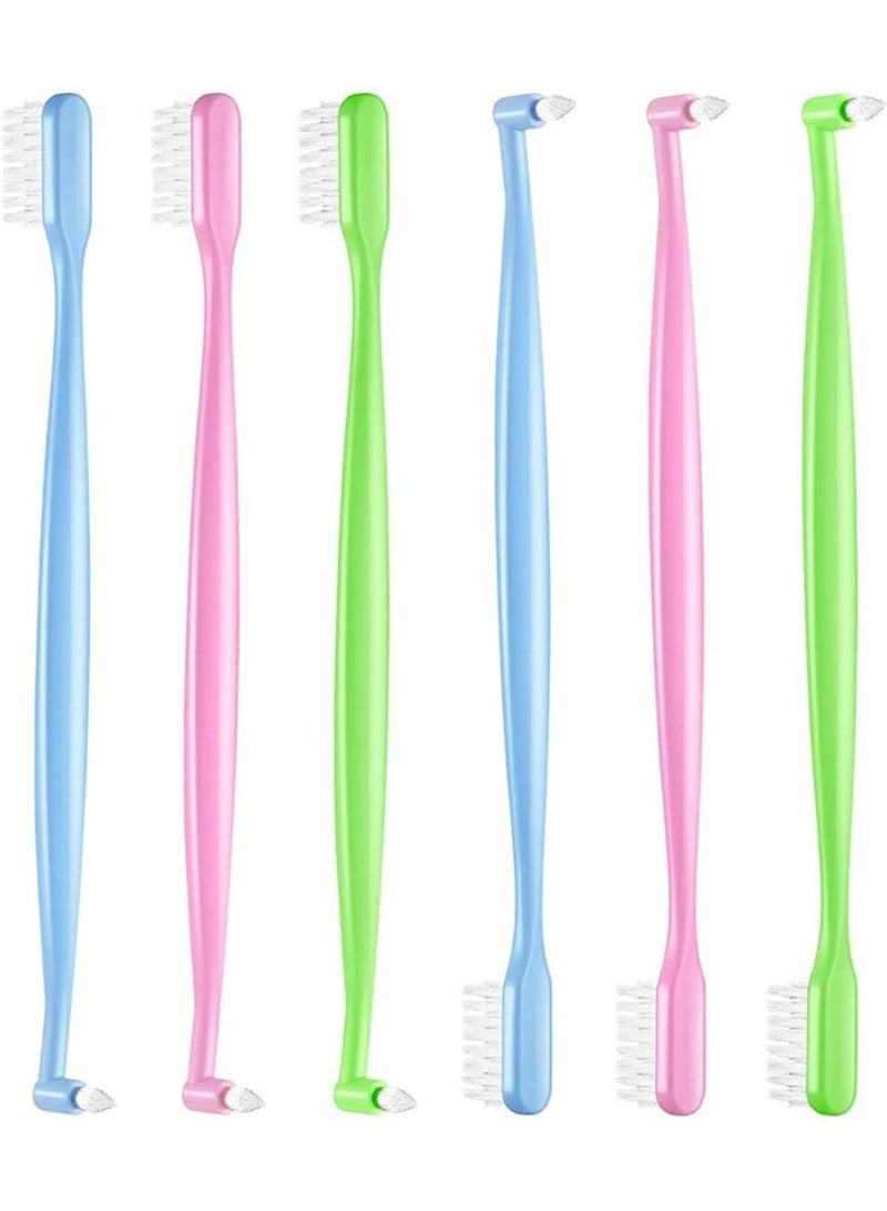 Zikra 6 Pcs Tufted Toothbrush, Double Ended Orthodontic Toothbrushes, V-Trim Bristles Toothbrushes, Single Tufted Tapered Tooth Brush, Manual Toothbrush for Teenage Adults, for Braces Detail Cleaning - Image 1