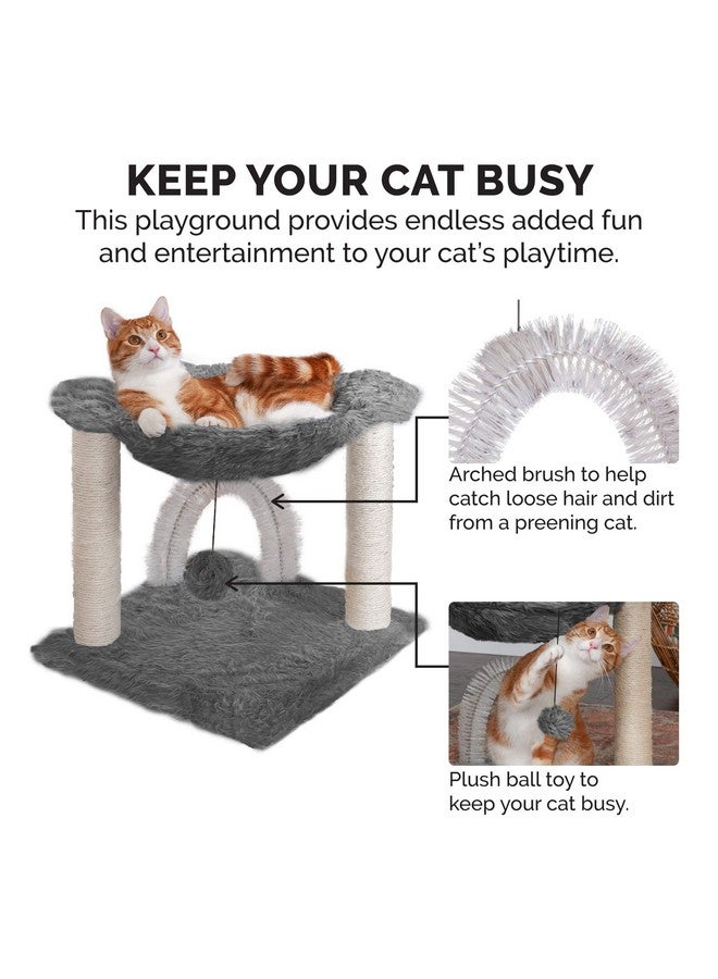 ساحة لعب بطول 15.75 بوصة للقطط التي تعيش في المنزل، وأعمدة خدش من نبات السيزال، وفرشاة تنظيف ذاتية، ولعبة - ساحة لعب تفاعلية من Tiger Tough Hammock - فضية، مقاس واحد - Image 4