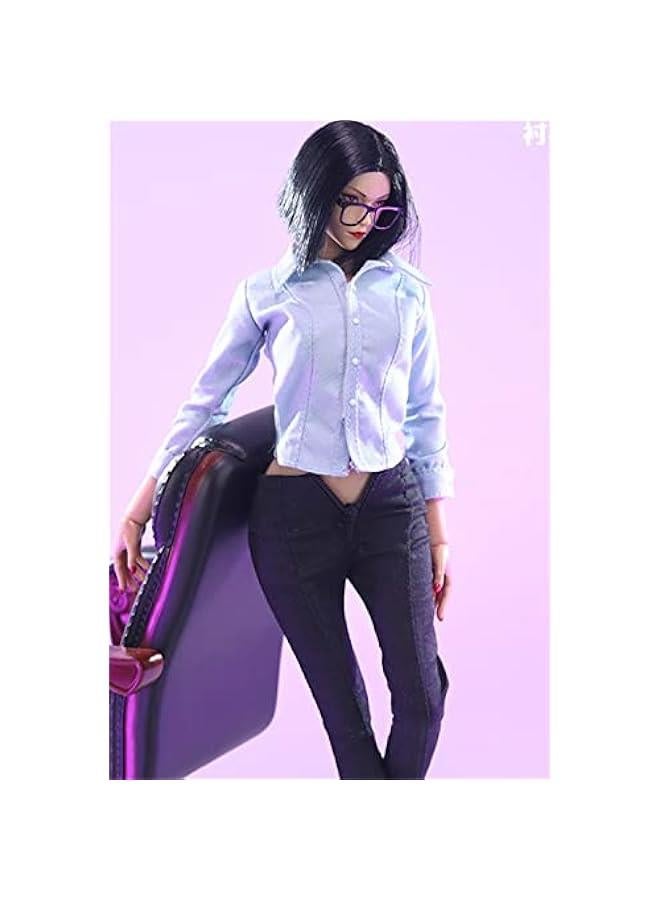 1/6 Scale 12 Inches Female Figure Doll Clothes, Handmade OL Shirt+Pants Suit, Outfit for Phicen,TBLeague JIAOU Action Figure CM069(Blue) 