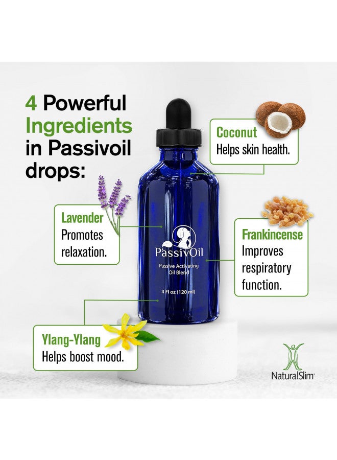 NaturalSlim PassivOil - Therapeutic Grade Essential Oil Blends for Skin & Aromatherapy - High Purity for Relaxation & Sleep Essential Oil with Lavender, Frankincense, Ylang-Ylang, Coconut Oil (120 ml)