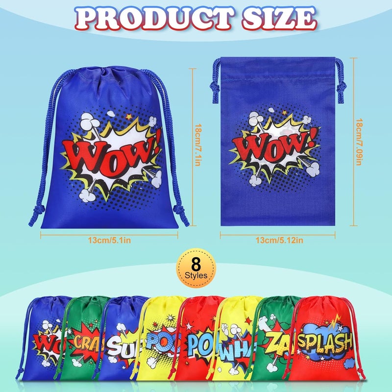 Kajaia 24 Pieces Hero Party Favors Bags 71 x 51 Inch Drawstring Reusable Comic Spidey Party Gift Goodie Candy Treat Bags for Kids Hero Birthday Shower Supply Classroom Reward Prize - Image 2