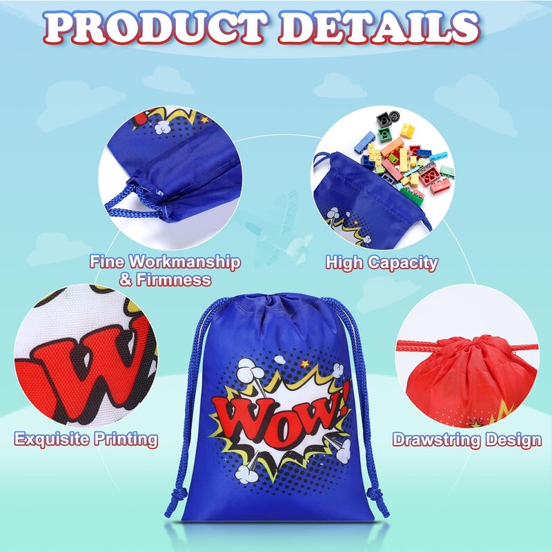 Kajaia 24 Pieces Hero Party Favors Bags 71 x 51 Inch Drawstring Reusable Comic Spidey Party Gift Goodie Candy Treat Bags for Kids Hero Birthday Shower Supply Classroom Reward Prize - Image 3