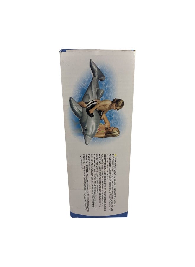 INTEX PVC Inflatable Sturdy Handles Swimming Dolphin Ride-On Pool Float Grey 19.2 x 20.6 x 7.6 cm 58535 - Image 2