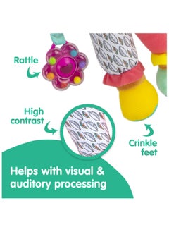 Lamaze My Friend Jasmine: Car Seat and Stroller Hanging Toy, Soft Baby Doll with Crinkle Features and Rattle Flower, Perfect for Sensory and Motor Skill Development, Suitable for Ages 0 Months and Up  - Image 2