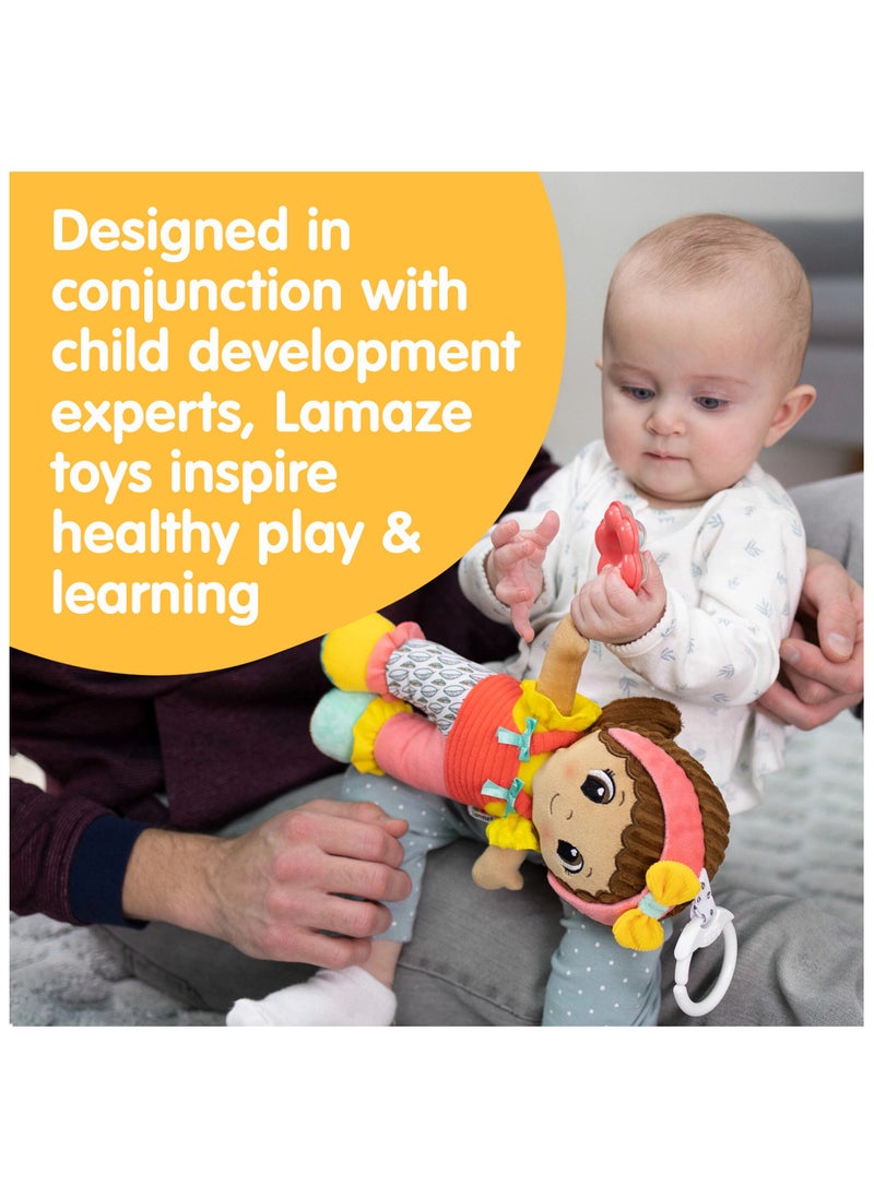 Lamaze - My Friend Jasmine: Car Seat and Stroller Hanging Toy, Soft Baby Doll with Crinkle Features and Rattle Flower, Perfect for Sensory and Motor Skill Development, Suitable for Ages 0 Months and Up - Image 1