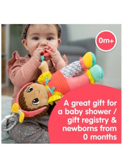 Lamaze My Friend Jasmine: Car Seat and Stroller Hanging Toy, Soft Baby Doll with Crinkle Features and Rattle Flower, Perfect for Sensory and Motor Skill Development, Suitable for Ages 0 Months and Up  - Image 5