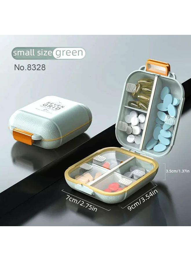 Large Green 7 Day Pill Organizer Box Weekly Medicine Case With Lid And Labels - Image 1