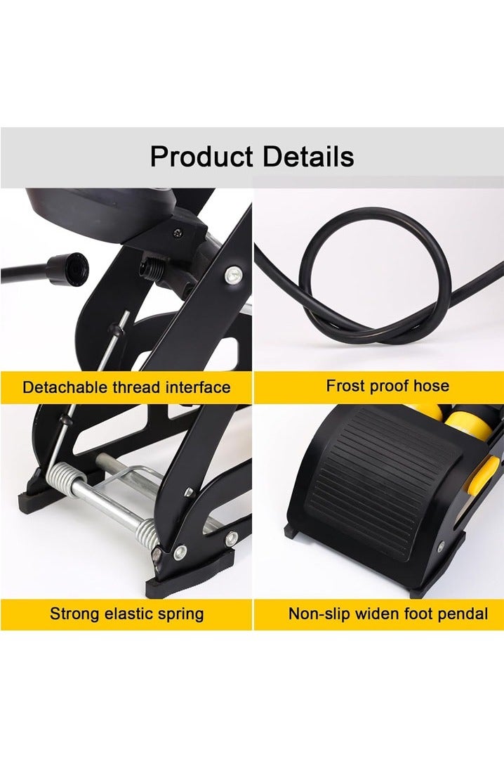 L&E HELEE Double Cylinder Barrel Bike Foot Pump,160PSI Aluminum Body Floor Air Pump with Precisional Accurate Pressure Gauge Smart Valve Head for Presta Schrader & Deutschland - Image 2