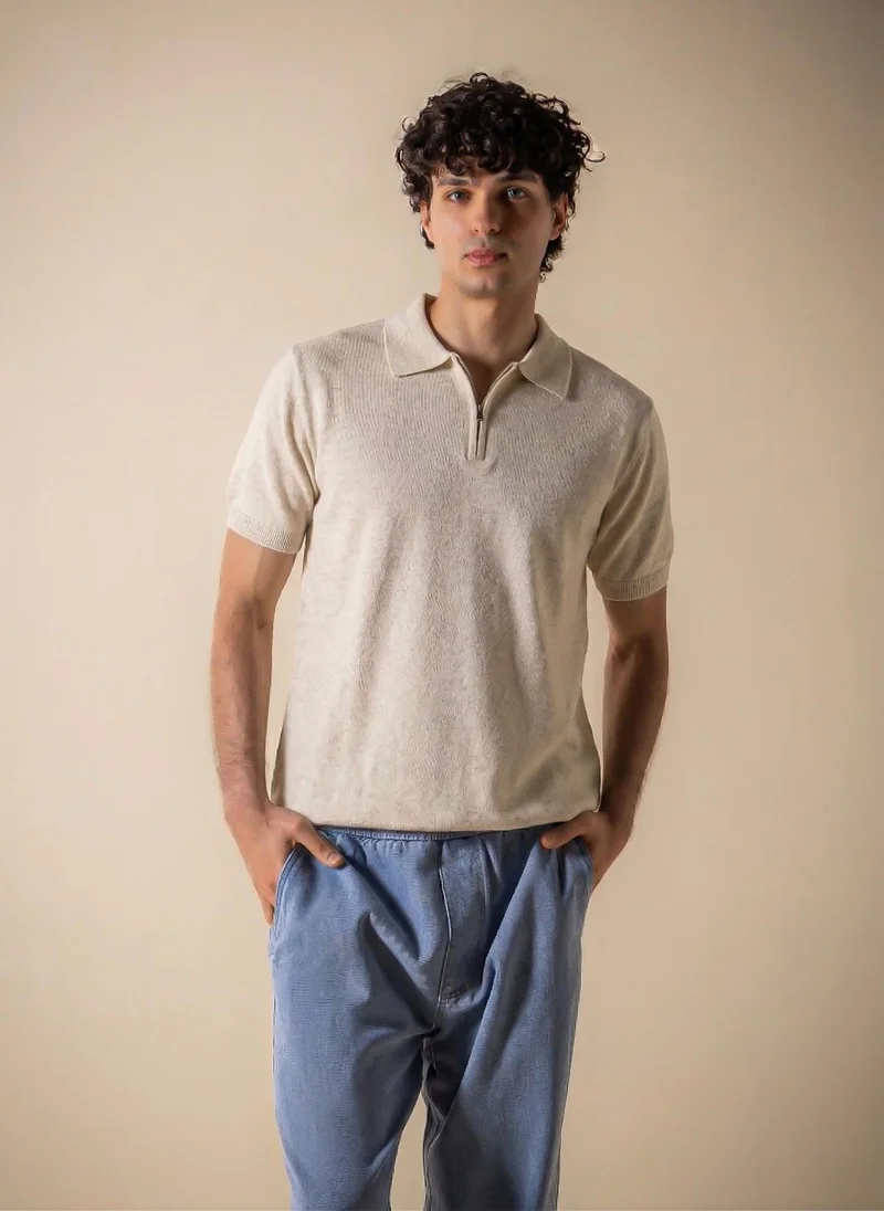 SHAPES KNITTED POLO SHIRT WITH ZIP