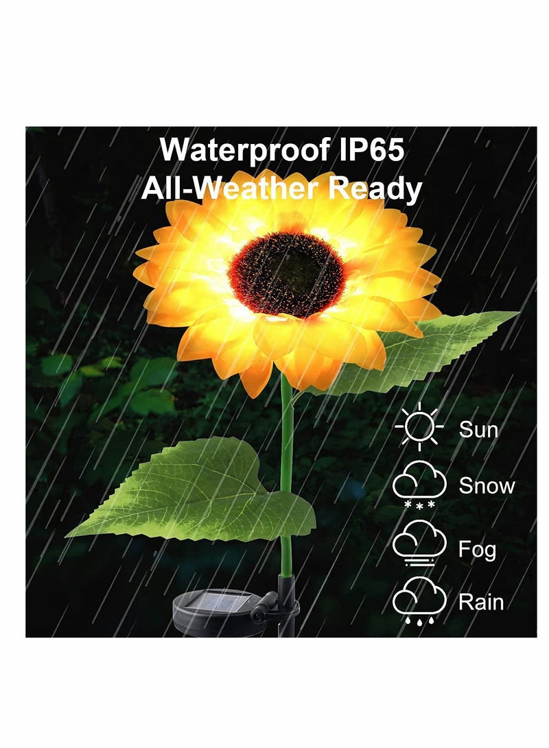 KASTWAVE Solar Powered Sunflower Lights, Outdoor Decorative Garden Stakes, Solar LED Flowers Pathway Decor Lights for Garden Patio Lawn Yard (2 Pack)  - Image 2