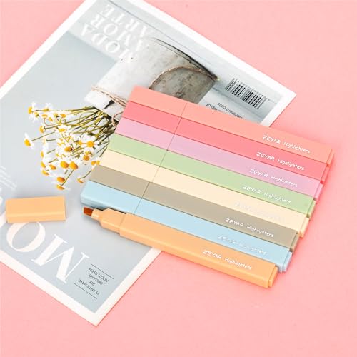 ZEYAR Aesthetic Cute Highlighter Pens, Cream colors, Chisel Tip, Water Based, Quick Dry, No Bleed for bible, four seasons color series (8 Autumn Colors) - Image 5