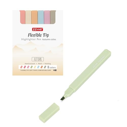 ZEYAR Aesthetic Cute Highlighter Pens, Cream colors, Chisel Tip, Water Based, Quick Dry, No Bleed for bible, four seasons color series (8 Autumn Colors) - Image 2
