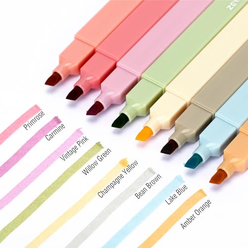 ZEYAR Aesthetic Cute Highlighter Pens, Cream colors, Chisel Tip, Water Based, Quick Dry, No Bleed for bible, four seasons color series (8 Autumn Colors) - Image 3
