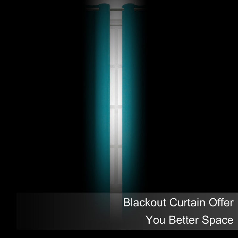 LEMOMO Blackout Curtains 66 x 95 inch/Teal Curtains Set of 2 Panels/Thermal Insulated Room Darkening Bedroom Curtains - Image 3