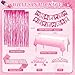 Fantspati Hot Pink Birthday Decorations Pink Party Decorations with Balloons Happy Birthday Banner Bday Sash Crown Tablecloth Fringe Curtain Hanging Swirl Heart Star Foil Balloons for Women Girls Bday Decor - Image 4