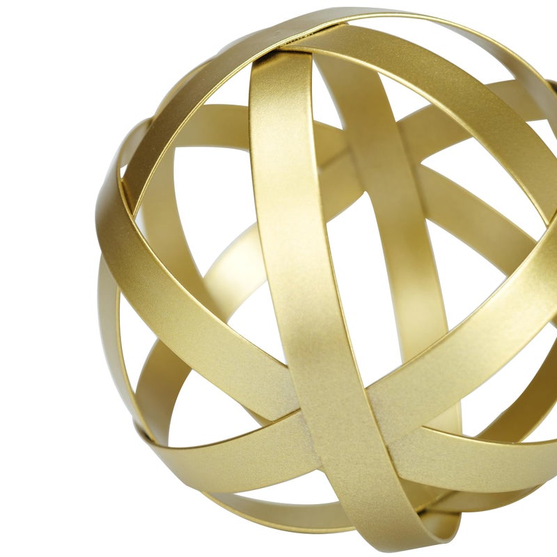 BYHER Gold Decor for Living Room Bedroom Bookshelf Coffee Table, Modern Style Figurine Decorative Ornaments Home Decor for Shelves (4.5" Modern Decorative Ball) - Image 2