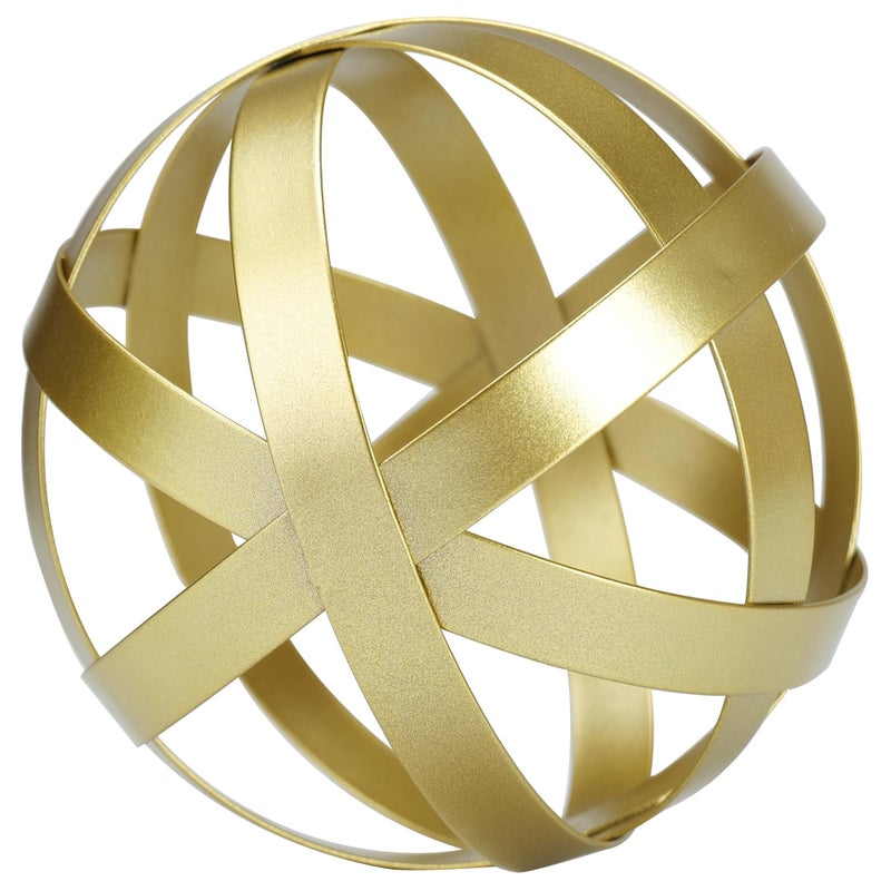 BYHER Gold Decor for Living Room Bedroom Bookshelf Coffee Table, Modern Style Figurine Decorative Ornaments Home Decor for Shelves (4.5" Modern Decorative Ball) - Image 1