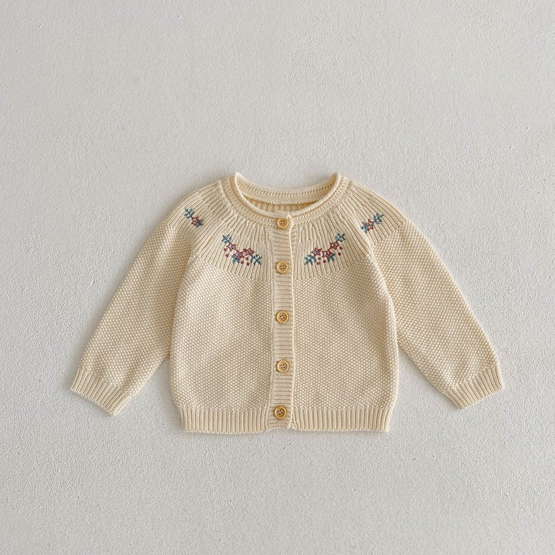 2025 Autumn Clothing Easiest For Match Infant Girls Baby Cotton Yarn 0-3 Years Old Casual Embroidered Long Sleeve Knitted Cardigan Jacket - Image 1
