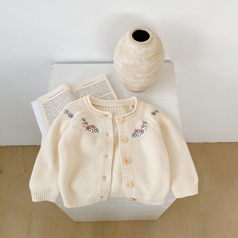 2025 Autumn Clothing Easiest For Match Infant Girls Baby Cotton Yarn 0-3 Years Old Casual Embroidered Long Sleeve Knitted Cardigan Jacket - Image 2