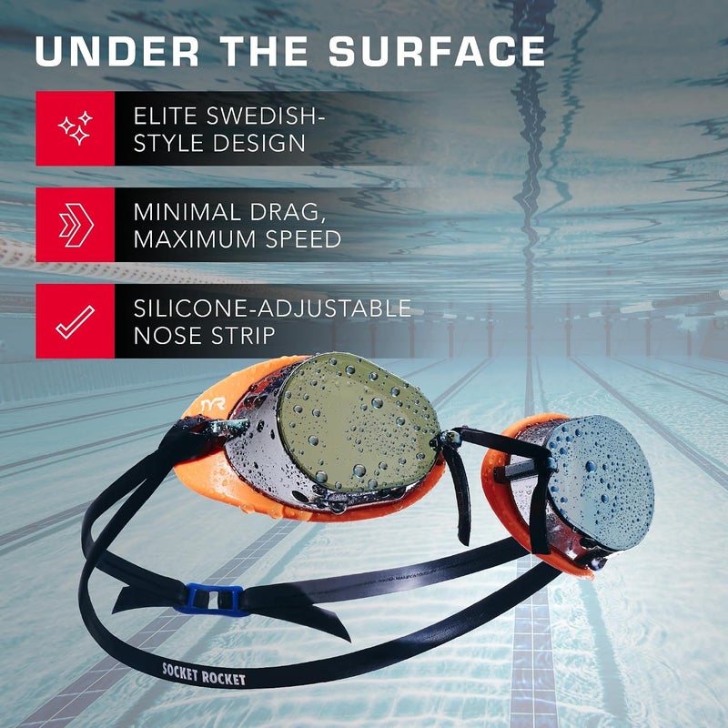 TYR Adult Socket Rockets 2.0 Mirrored Swim Goggles - Image 4