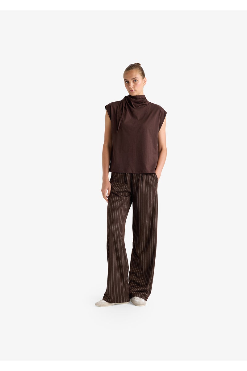 DeFacto Brown Woman Slim Fit Half Turtleneck Blouse Casual - Image 2