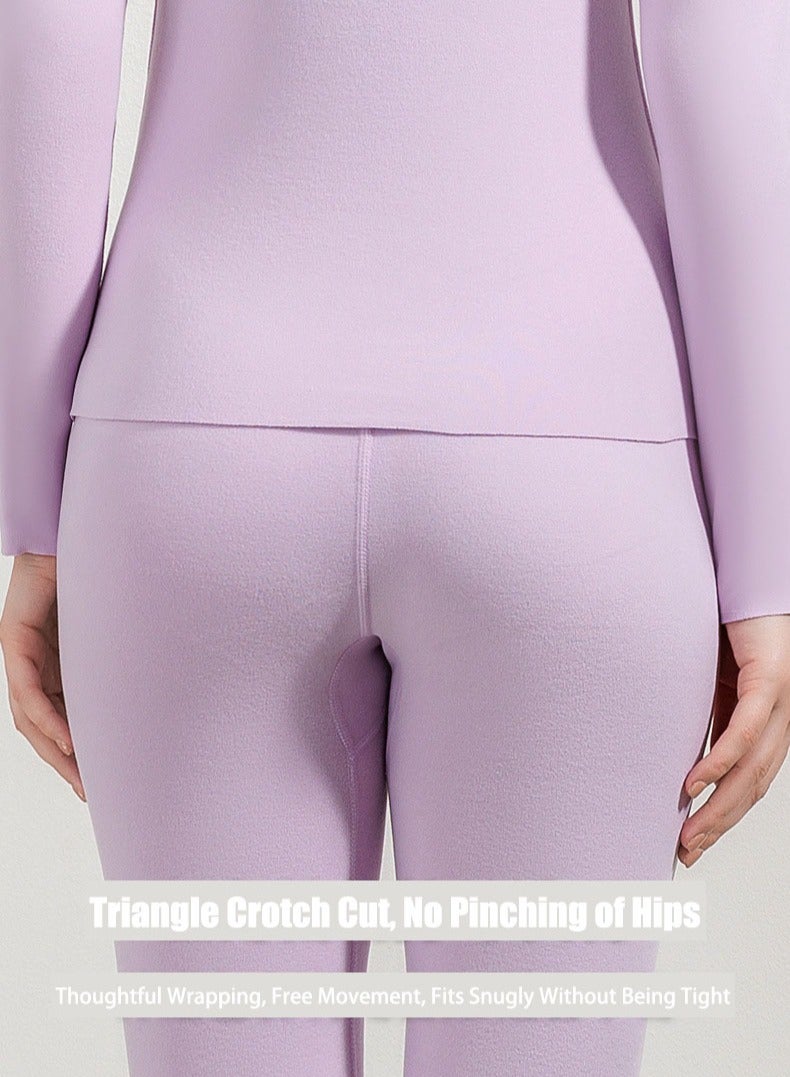 VUCATIN Women and Men Thick Thermal Underwear Set Couples Ultra-Soft Long Johns Set Crew Neck Base Layer Stretch Long Johns Bottoms Leggings for Cold Weather Training Hiking Outdoor Sports (Women's Beige) - Image 5