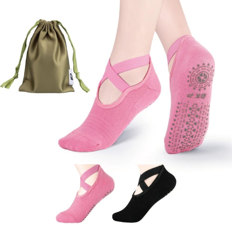 BKP Yoga Socks for Women,Pilates Socks Non Slip Grip Socks Suitable for Ballet,Plasticity,Dance,Home,Training - Image 1