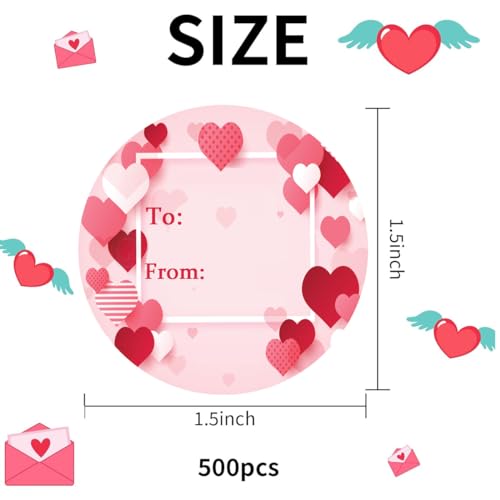 Hodmopli Happy Mother's Day Tag Stickers 1.5 Inch Heart to & from Mother's Day Gift Tags Stickers for Envelopes Seal Boxes Cards Wedding Gift Wrapping Bags Christmas Decorations(Pack 500) - Image 2