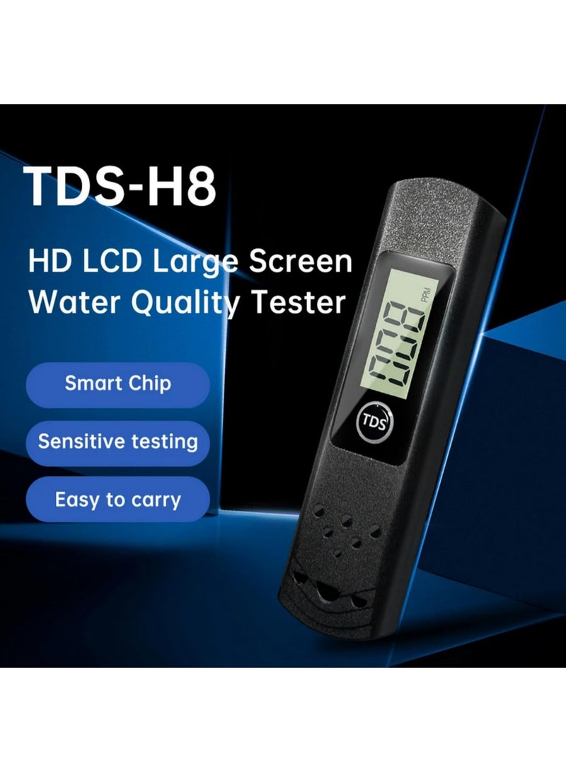 قطعة واحدة من جهاز اختبار المياه الرقمي TDS-H8 بمدى 0-9990 جزء في المليون لتحليل جودة مياه الشرب ومراقبة فعالية الفلتر والاختبار السريع لأحواض الأسماك والزراعة المائية والمسابح. - Image 2