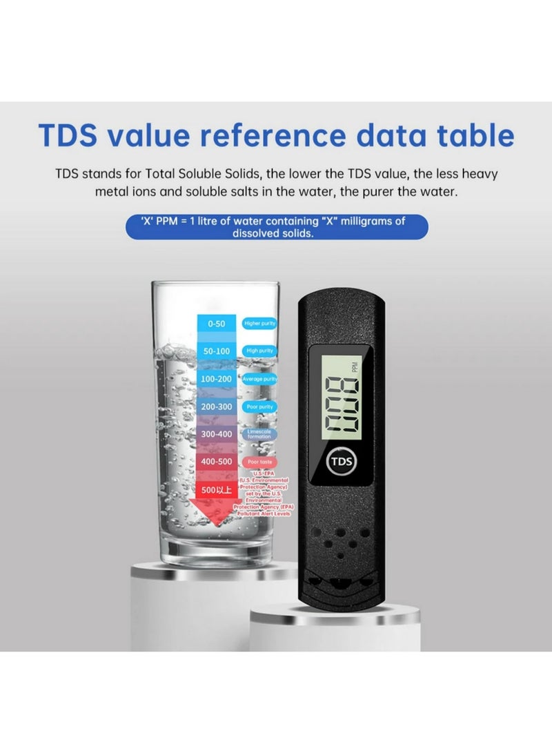 قطعة واحدة من جهاز اختبار المياه الرقمي TDS-H8 بمدى 0-9990 جزء في المليون لتحليل جودة مياه الشرب ومراقبة فعالية الفلتر والاختبار السريع لأحواض الأسماك والزراعة المائية والمسابح. - Image 4