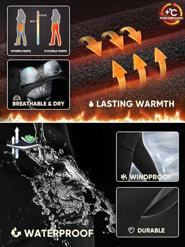 Cycorld Women's Snow Ski Pants Fleece Lined Waterproof Softshell Insulated Flare for Snowboarding Hiking Winter Outdoor(Black, 14) - Image 3