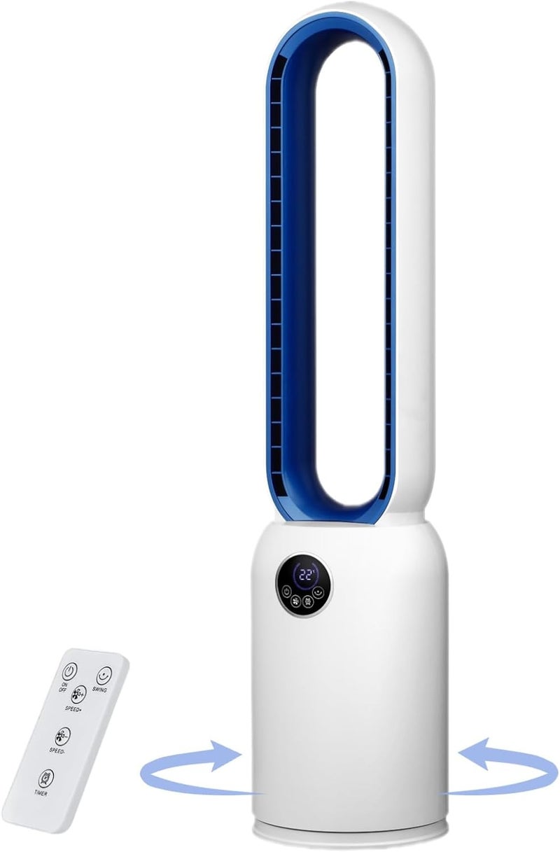 اوٹل مروحة برجية 88 سم / 37 بوصة مع جهاز تحكم عن بعد وشاشة LED، مروحة بدون شفرات صامتة بمحرك DC قوي بقدرة 50 وات كحد أقصى، 24 سرعة، مؤقت 12 ساعة، دوران 60 درجة، تشغيل هادئ للمنزل والمكتب وغرفة المعيشة (أبيض) - Image 1
