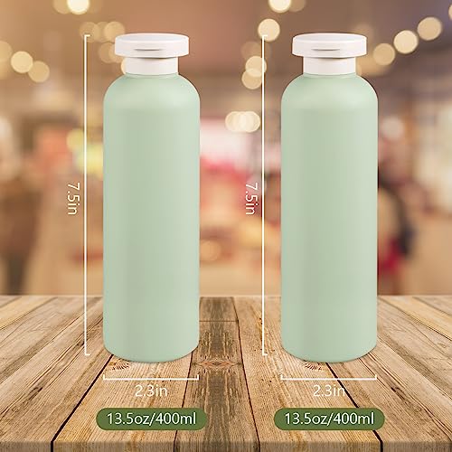 UMETASS 13.5oz Squeeze Bottles with Flip Cap, Refillable Plastic Travel Bottles for Creams, Lotion, Shampoo, Conditioner (2 Pcs) - Image 2